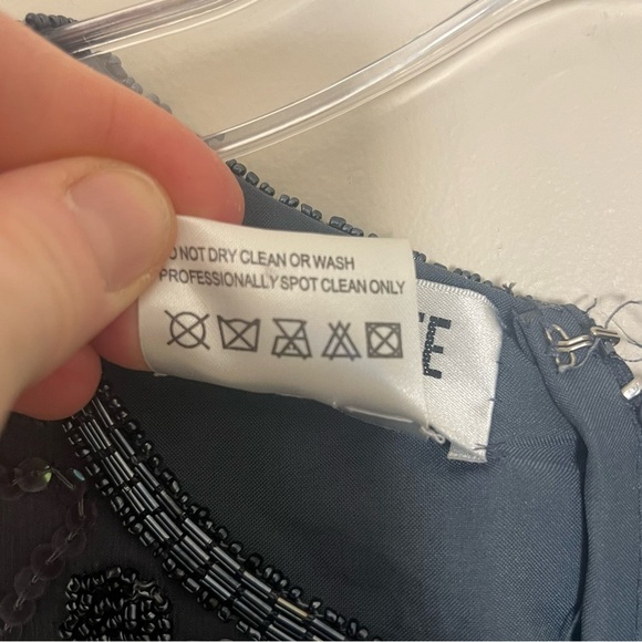 Vintage Brilliante by J.A. Silk Beaded Sequin Steel Blue Formal Dress Size Large - Picture 7 of 9